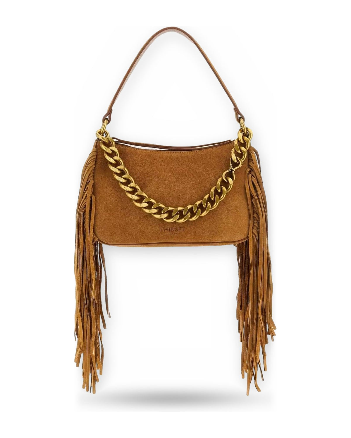 Borse a tracolla Donna Twinset - Tracolla "liliane" Piccola C/Frange In Pelle - Marrone