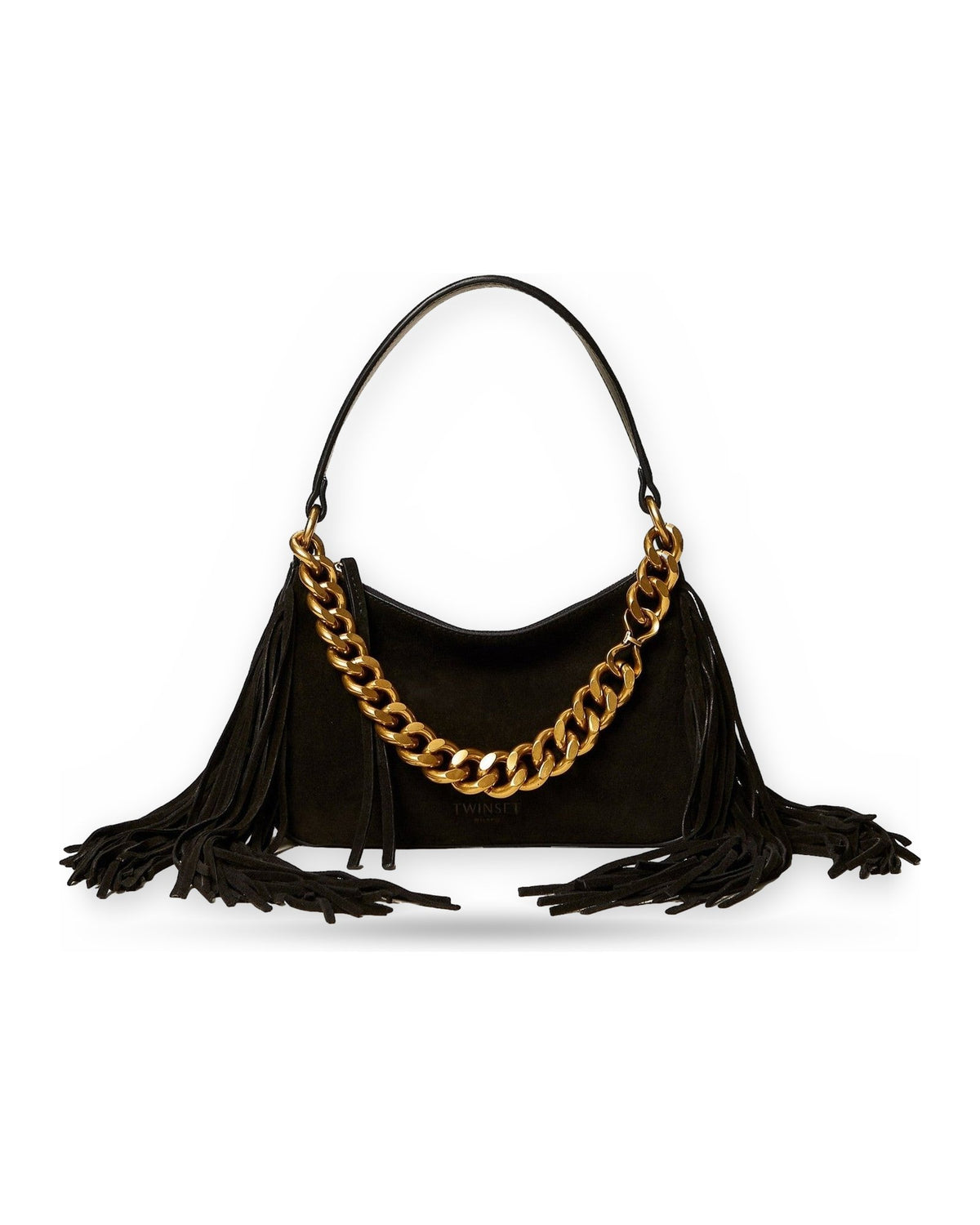 Borse a tracolla Donna Twinset - Tracolla "liliane" Piccola C/Frange In Pelle - Nero