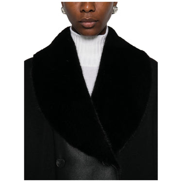 Cappotti Donna Twinset - Cappotto Panno Dett. Long Fiber Fabric E Spalmati - Nero