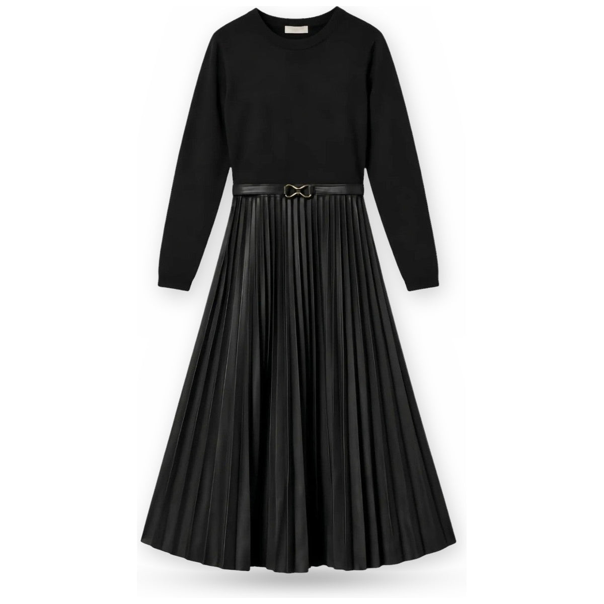 Vestiti casual Donna Twinset - Abito In Tessuto Spalmato E Maglia - Nero