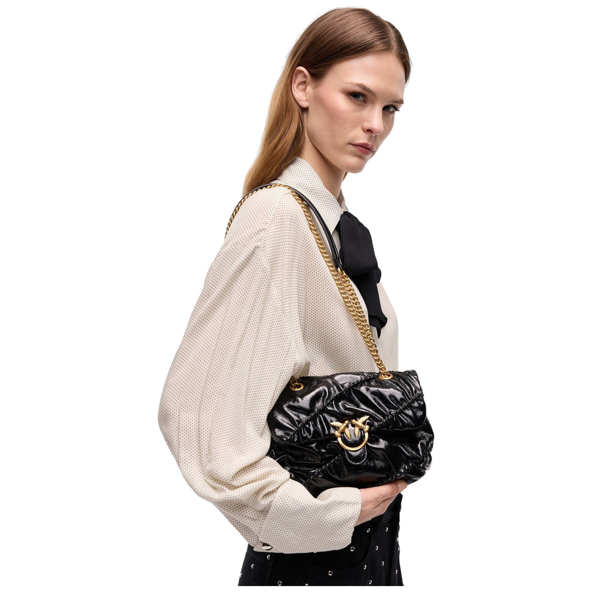Borse a spalla Donna Pinko - Love Puff Crinckle Mini New Sh - Nero