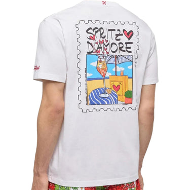 T-shirt Uomo Mc2 Saint Barth - Man Cotton T-Shrt With Front And Back Print/Emb - Bianco