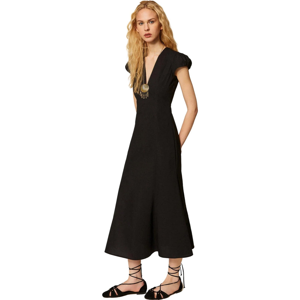 Vestiti da sera e cerimonia Donna Twinset - Abito Lungo Scollo A "V" - Nero