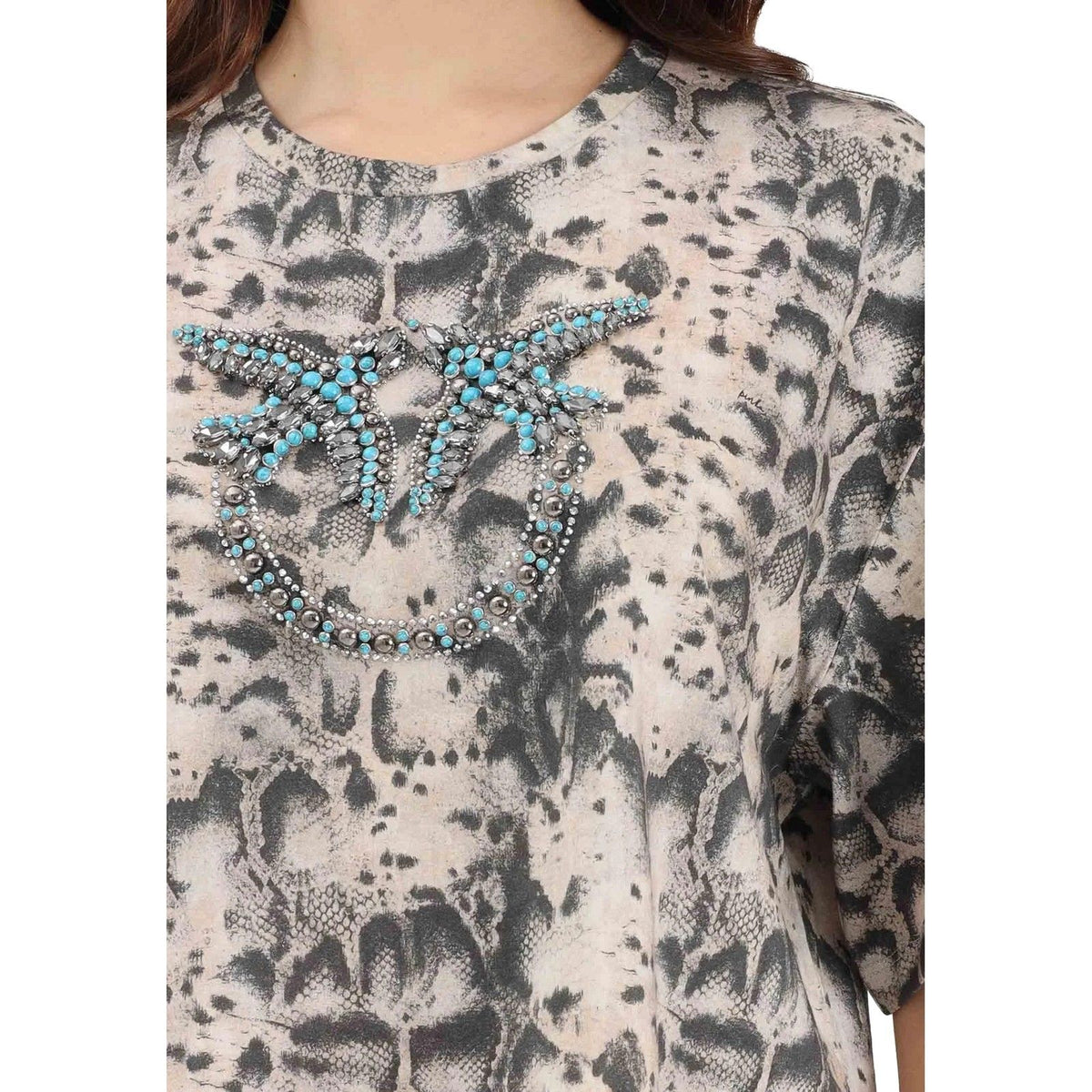T-shirt Donna Pinko - Terni T-Shirt Jersey Snake Ric - Beige