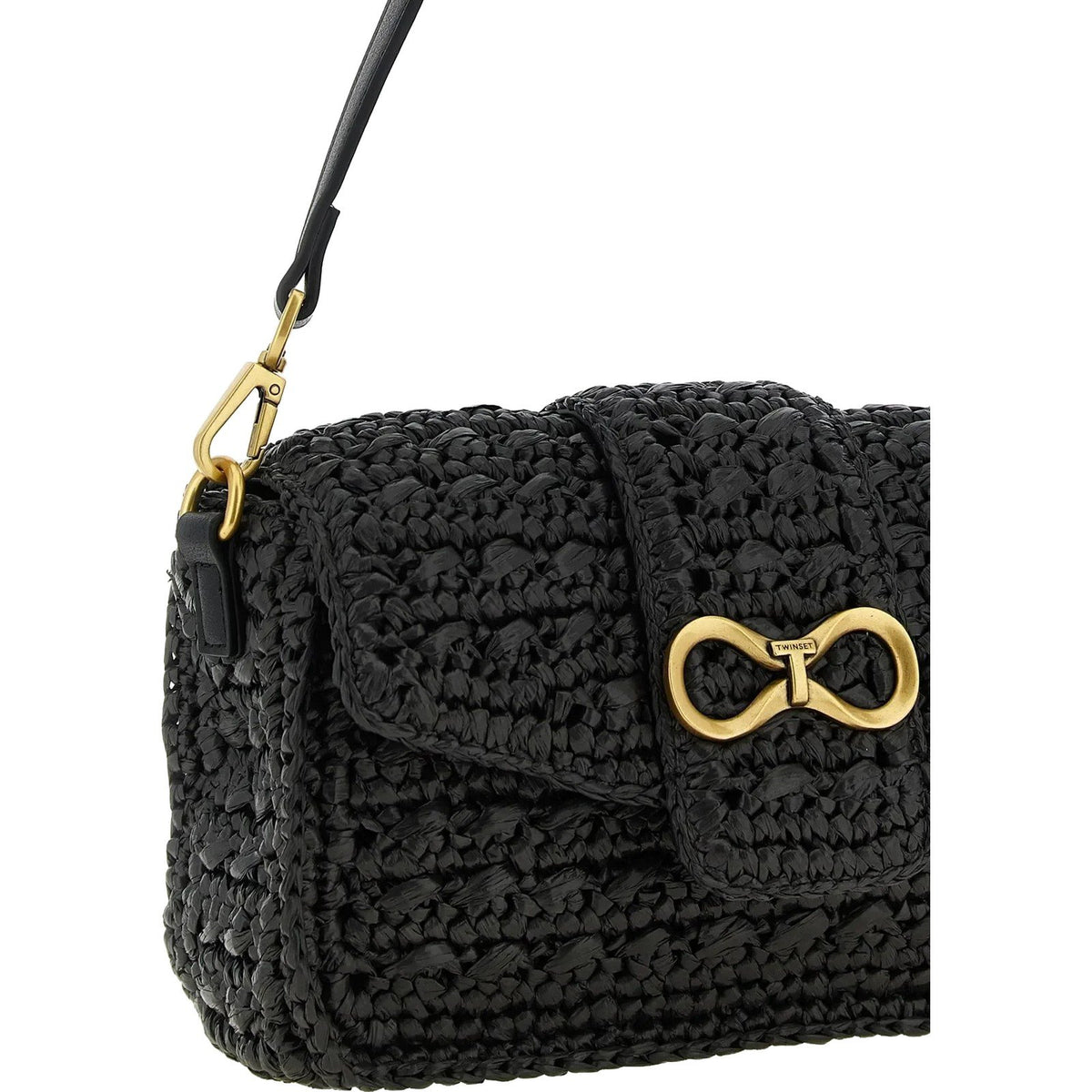 Borse a tracolla Donna Twinset - Tracolla C/Patta Effetto Crochet - Nero