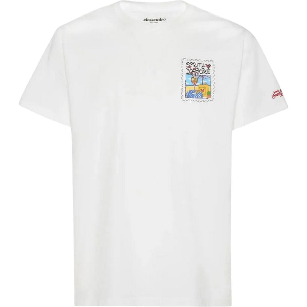 T-shirt Uomo Mc2 Saint Barth - Man Cotton T-Shrt With Front And Back Print/Emb - Bianco