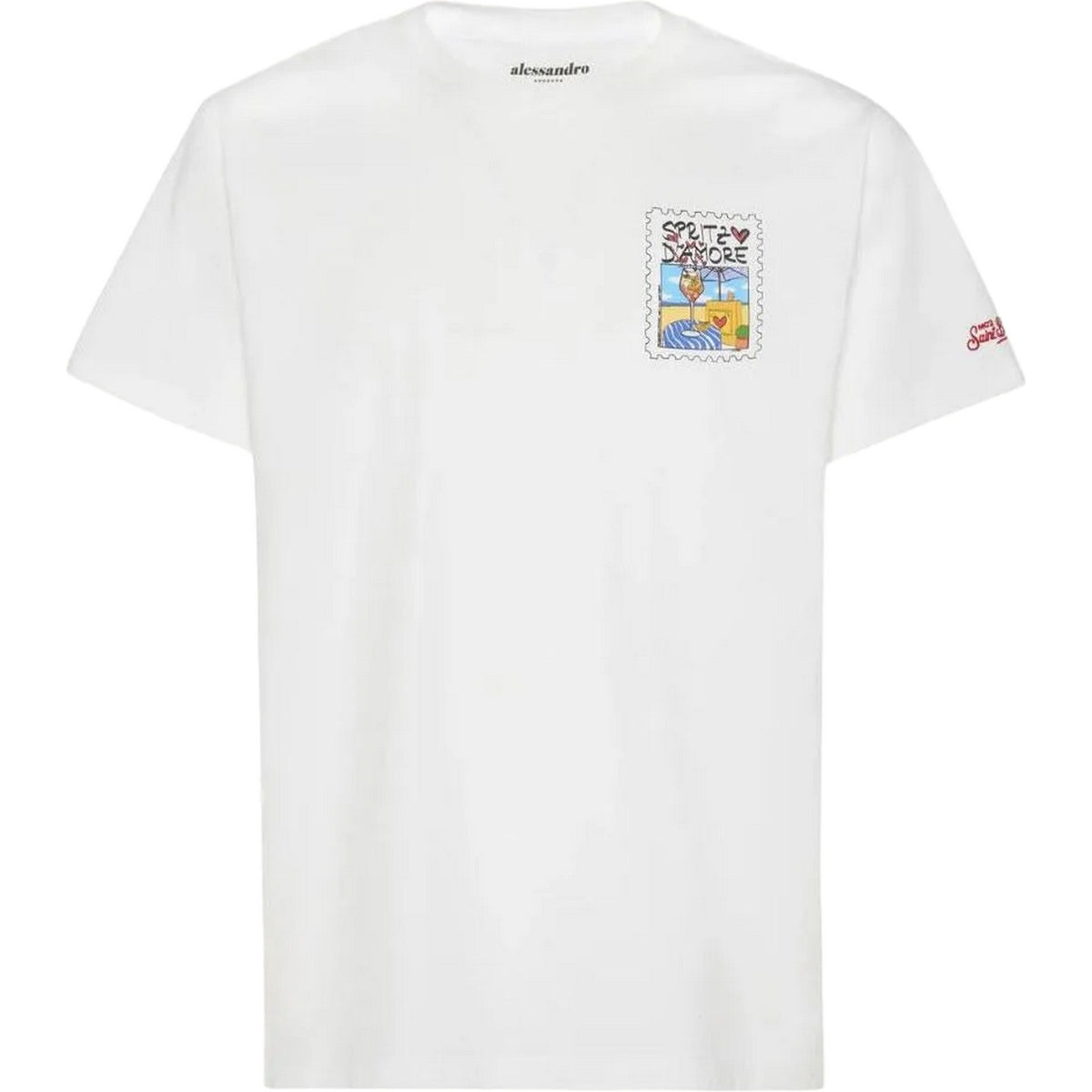 T-shirt Uomo Mc2 Saint Barth - Man Cotton T-Shrt With Front And Back Print/Emb - Bianco