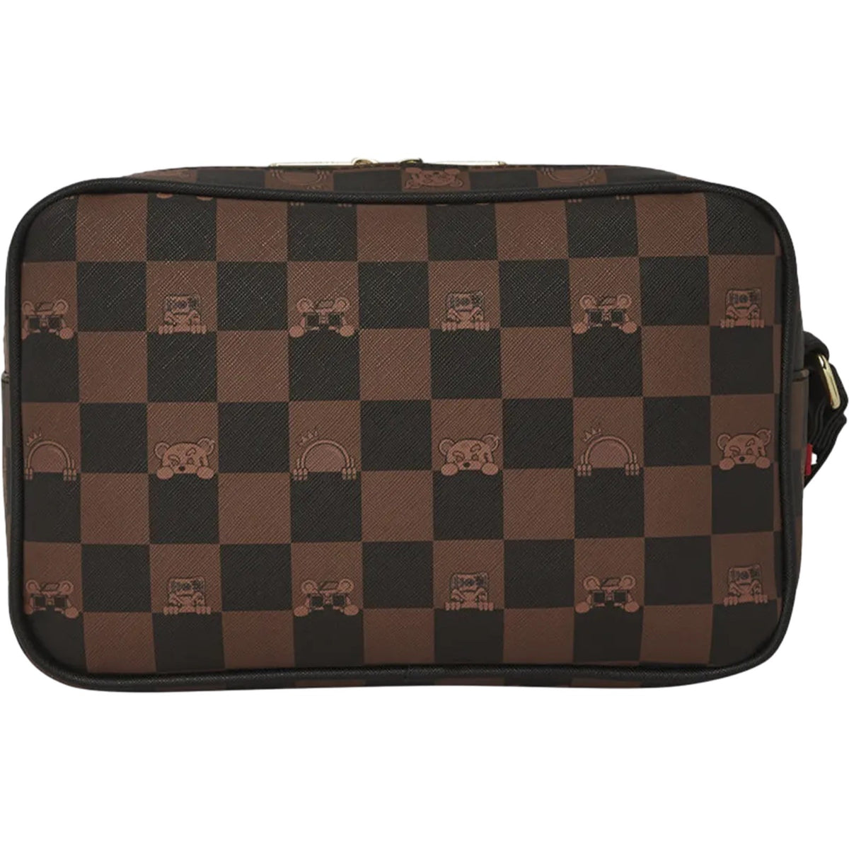 Beauty Case Unisex Sprayground - Peeking Character Check Toiletry - Marrone