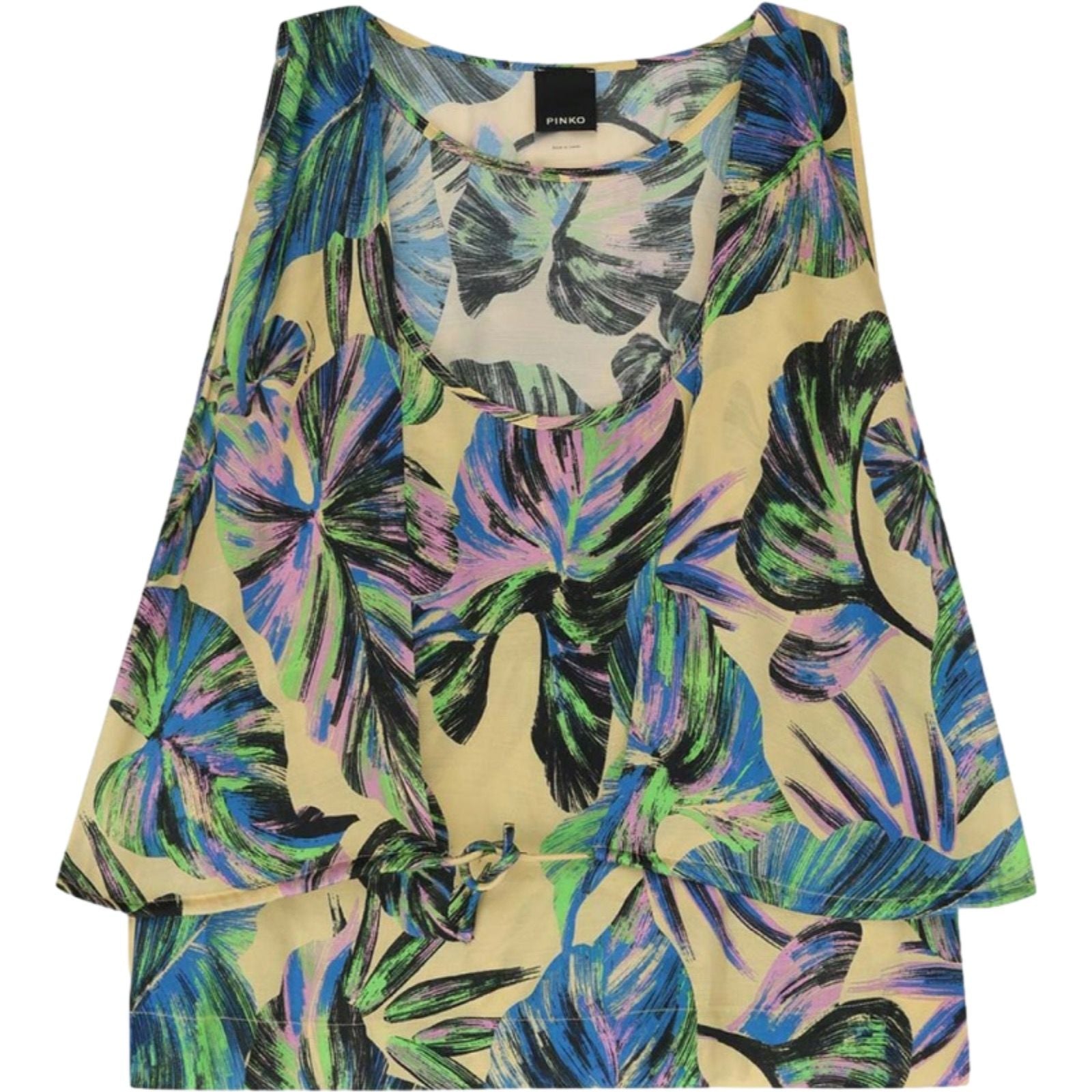 Canotte e top Donna Pinko - Waterfall Top Twill Stampa Fog - Giallo