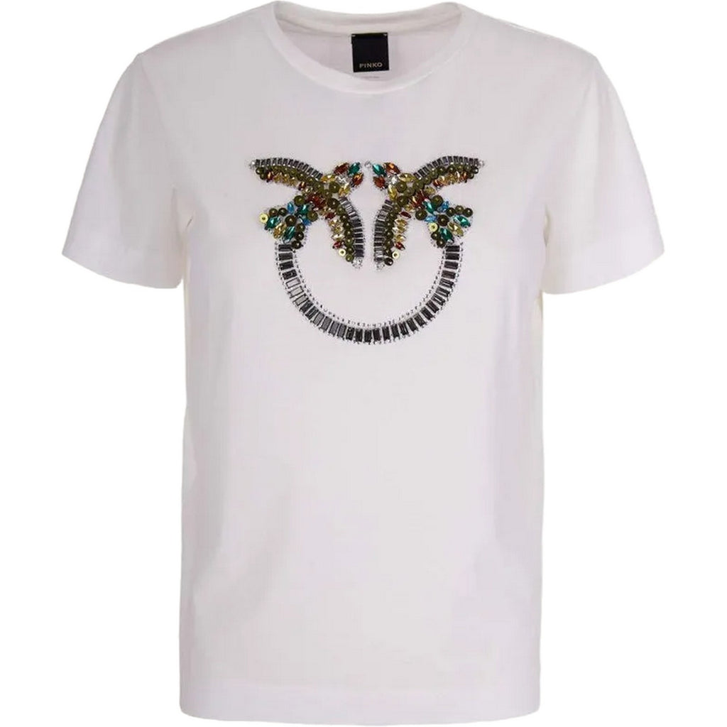T-shirt Donna Pinko - Quentin T-Shirt Jersey Ricamo - Bianco