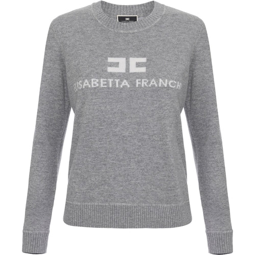 Maglioni Donna Elisabetta Franchi - Pullover in misto cashmere con logo - Grigio