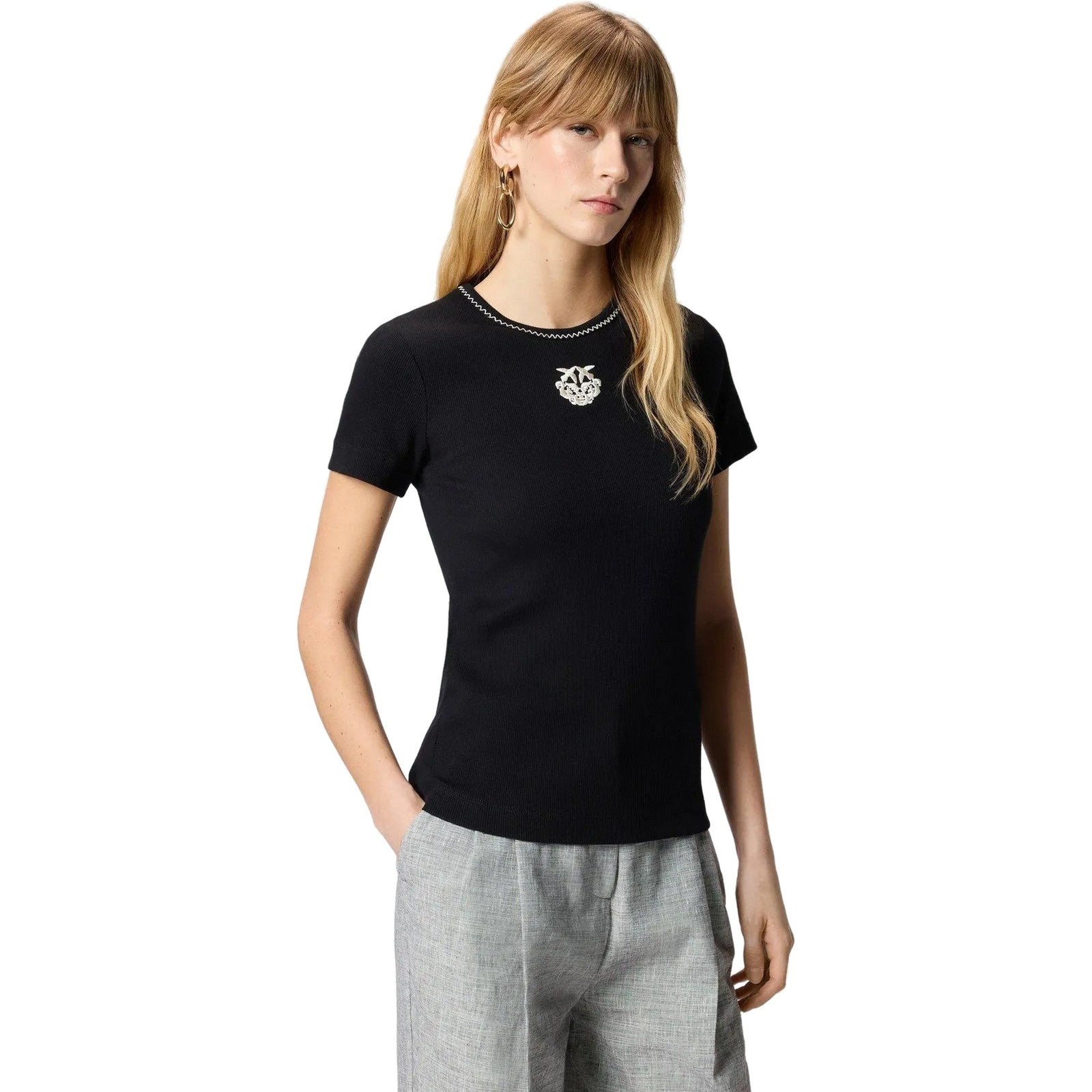 T-shirt Donna Pinko - Brugherio T-Shirt Costina Logo - Nero di Pinko su Gianni Foti