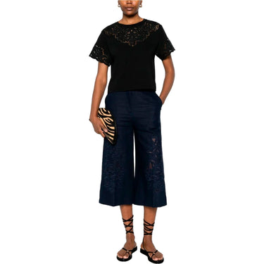 T-shirt Donna Twinset - T-Shirt In Jersey M/C Con Ricamo - Nero