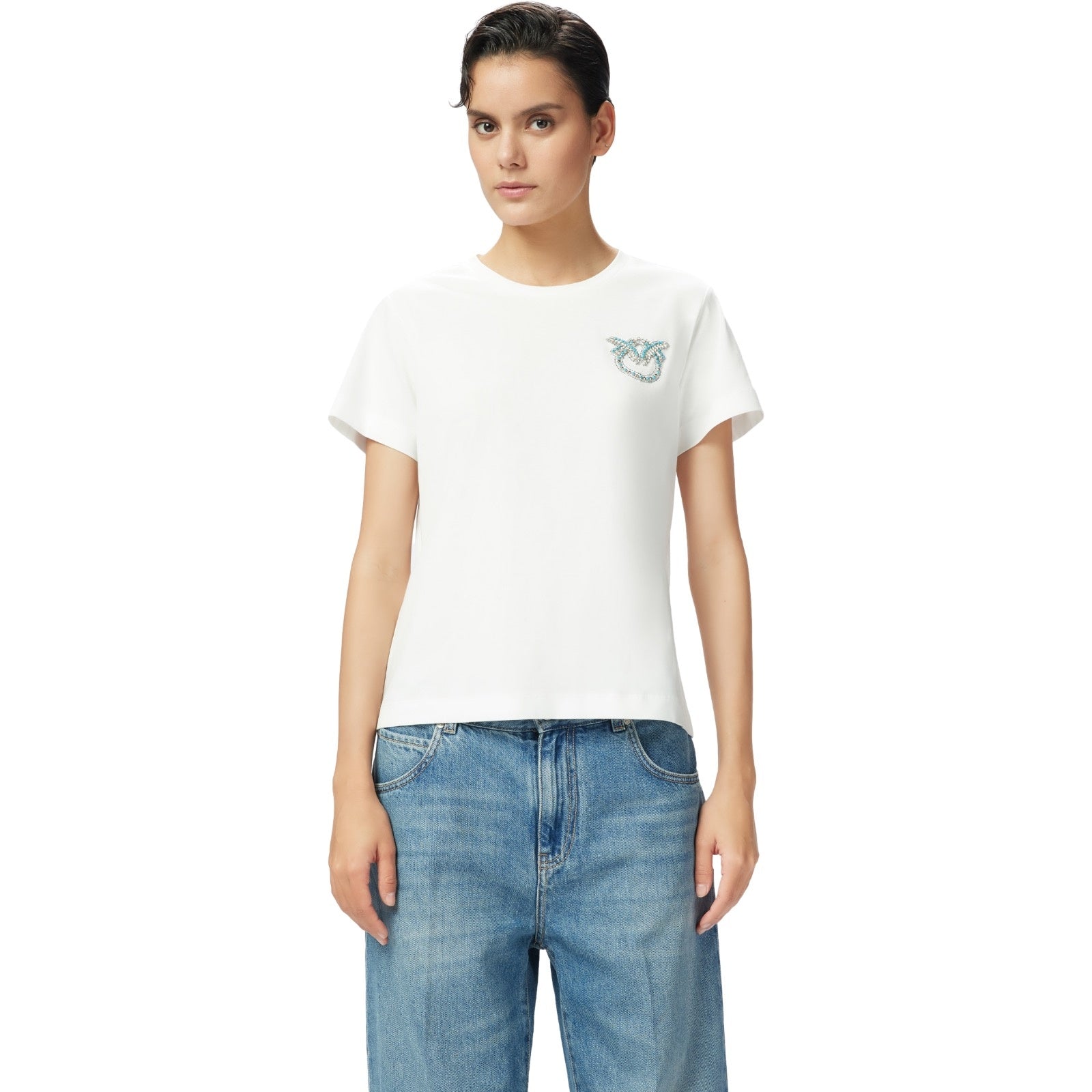 T-shirt Donna Pinko - Nambrone T-Shirt Jersey Logo B - Bianco