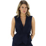 Gilet Donna Twinset - Gilet Corto C/Cintura Ricamato - Blu